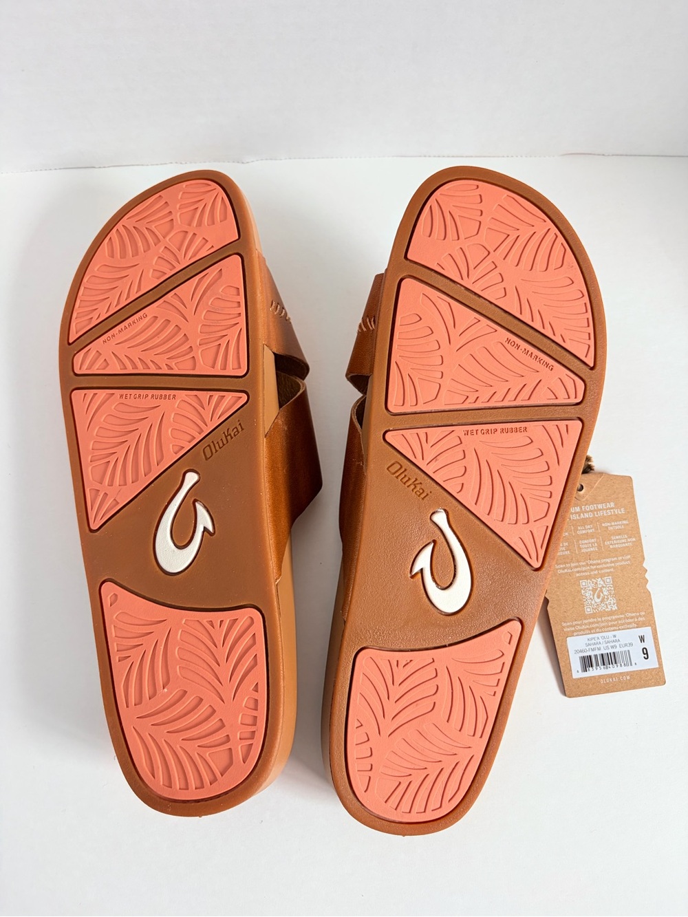 OluKai Kipea Olu Slide Sandals Cross Strap Shoes Cushioned Leather Brown Size 9 - Picture 12 of 15